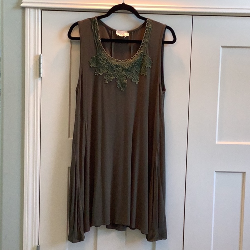 Papa Beautiful Bamboo Sundress with Embroidery & Appliqué Leaves